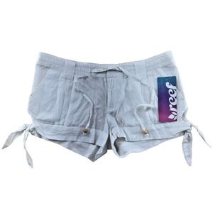 Reef Solid Short White Y2K Shortie Shorts Size 3‎ Low Rise Side Ties Surfer Girl
